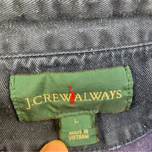 J Crew Always Rugby Shirt Mens Large Blue Yellow Cotton Stripe Polo Prep Button - Picture 2 of 5